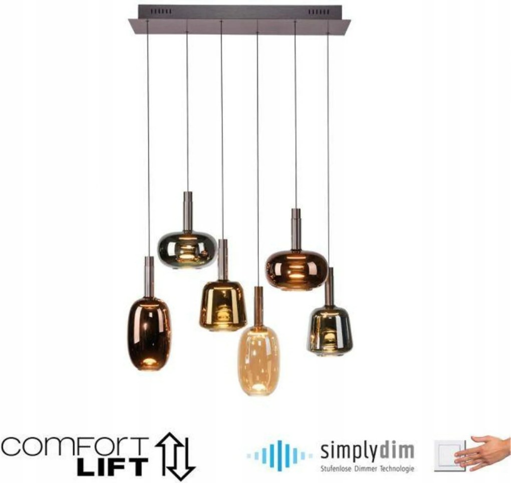 Paul Neuhaus Irides Led závesné svietidlo 6-ramenné, stmievateľné, Comfort Li