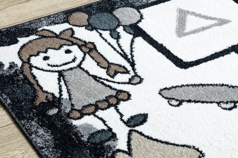 Dywany Łuszczów, Detský kusový koberec Fun Hop black, 200x290, čiernobiela, detská izba