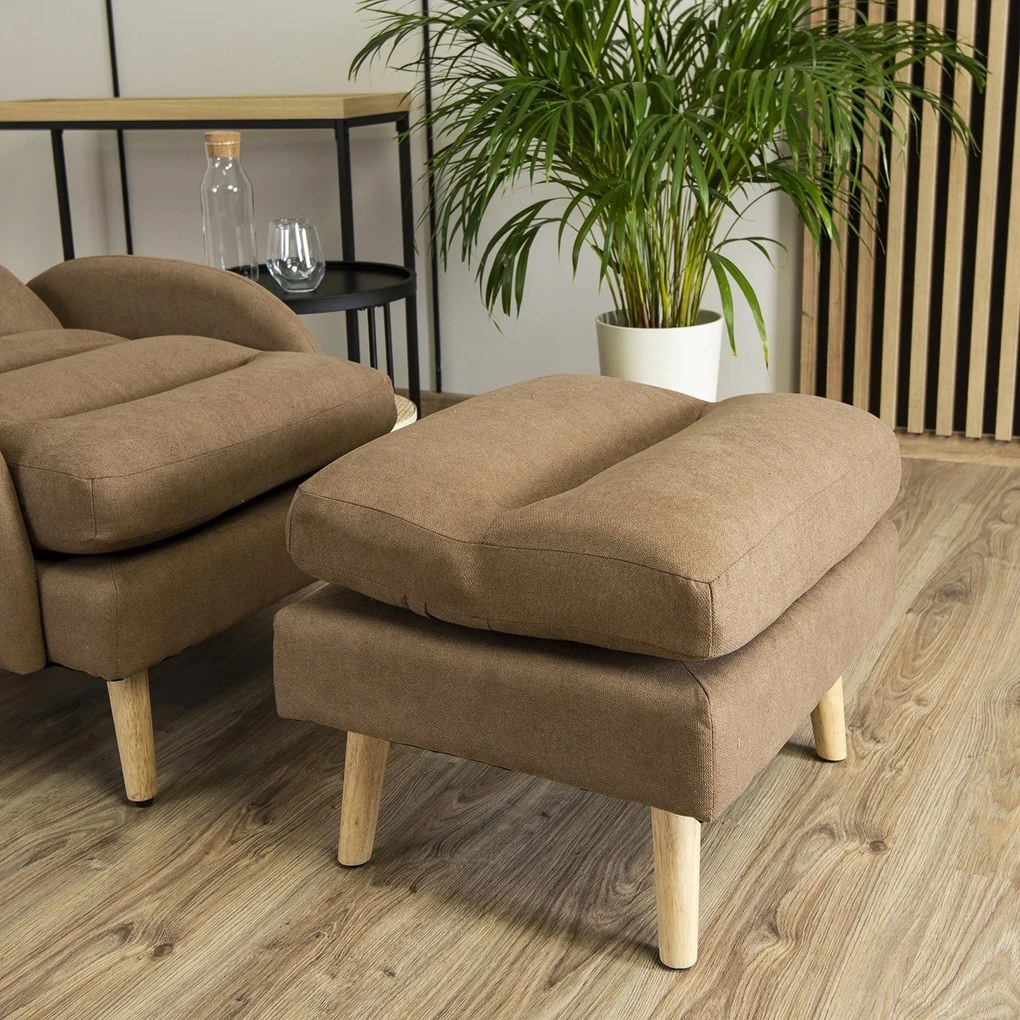 Polohovacie kreslo Henry s podnožkou hnedé