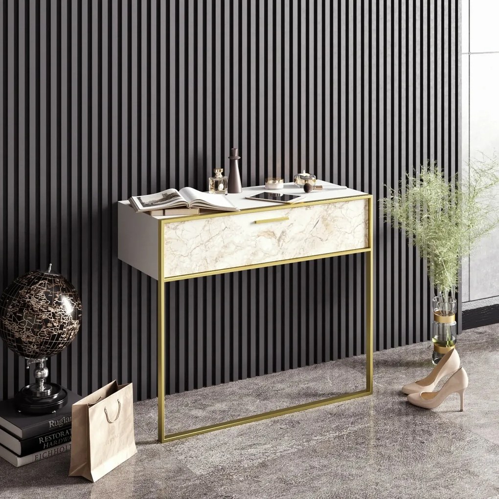 Dekoratívny stôl Polka White