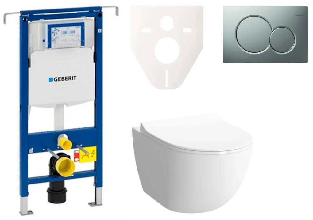 Cenovo zvýhodnený závesný WC set Geberit do ľahkých stien / predstenová montáž + WC VitrA VitrA Shift SIKOGES4N3