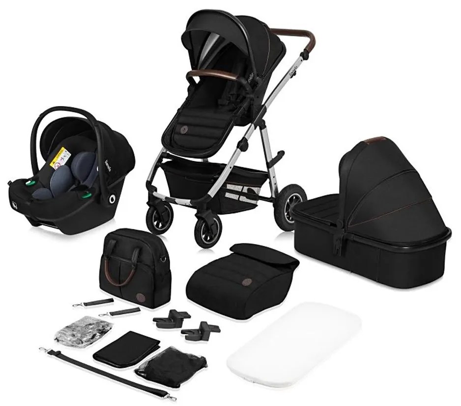 Lionelo - Kombinovaný kočík 3 v 1 AMBER Black Silver