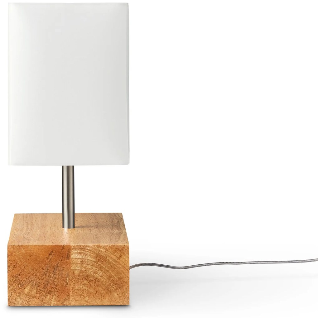 Stolová lampa s dreveným podstavcom