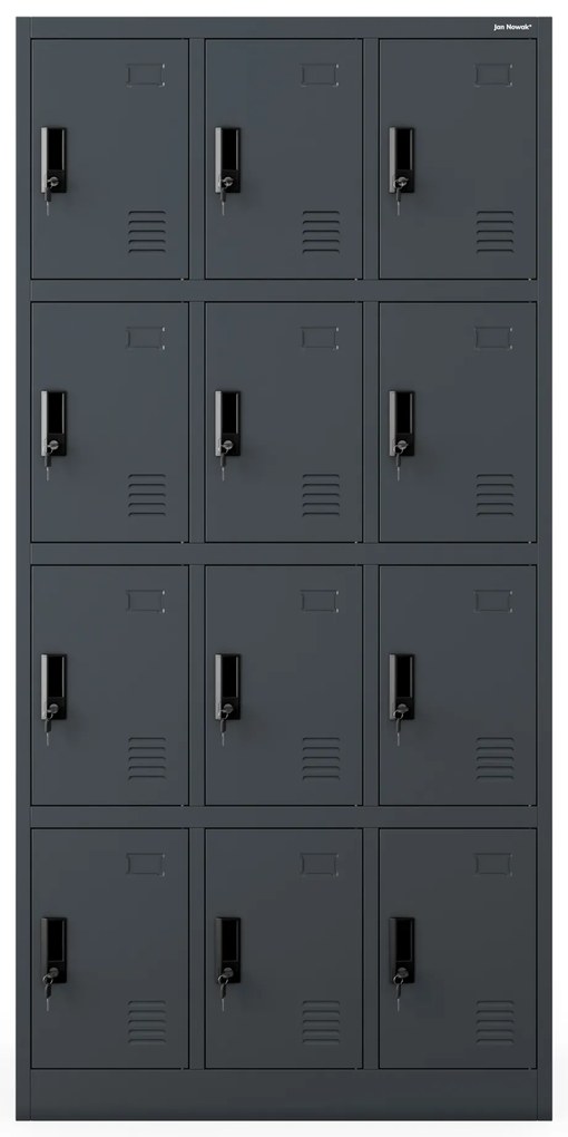 Kovová BHP desiatová skrinka MARCIN, 900 x 1850 x 400 mm, antracitová