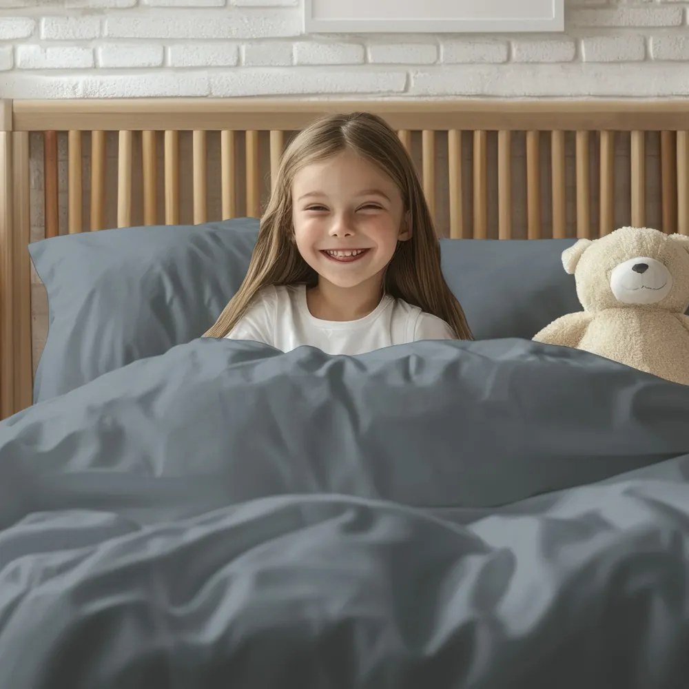 Detské bavlnené posteľné obliečky do postieľky Moni MO-066 Modrosivé Do postieľky 90x140 a 50x70 cm