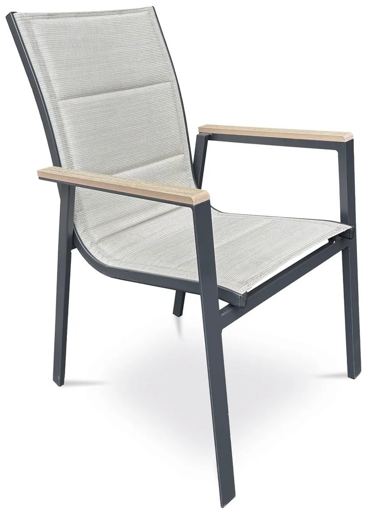 Autronic Záhradná stolička, hliník, textil, béžová, AZC-S1110 BK