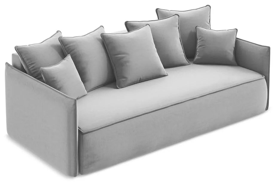 Svetlosivá zamatová rozkladacia/s úložným priestorom pohovka 225 cm Hula – Makamii