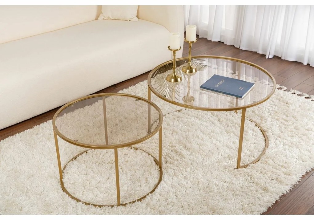 Súprava konferenčných stolíkov Aurum Gold and Bronze 80 cm, 2 ks