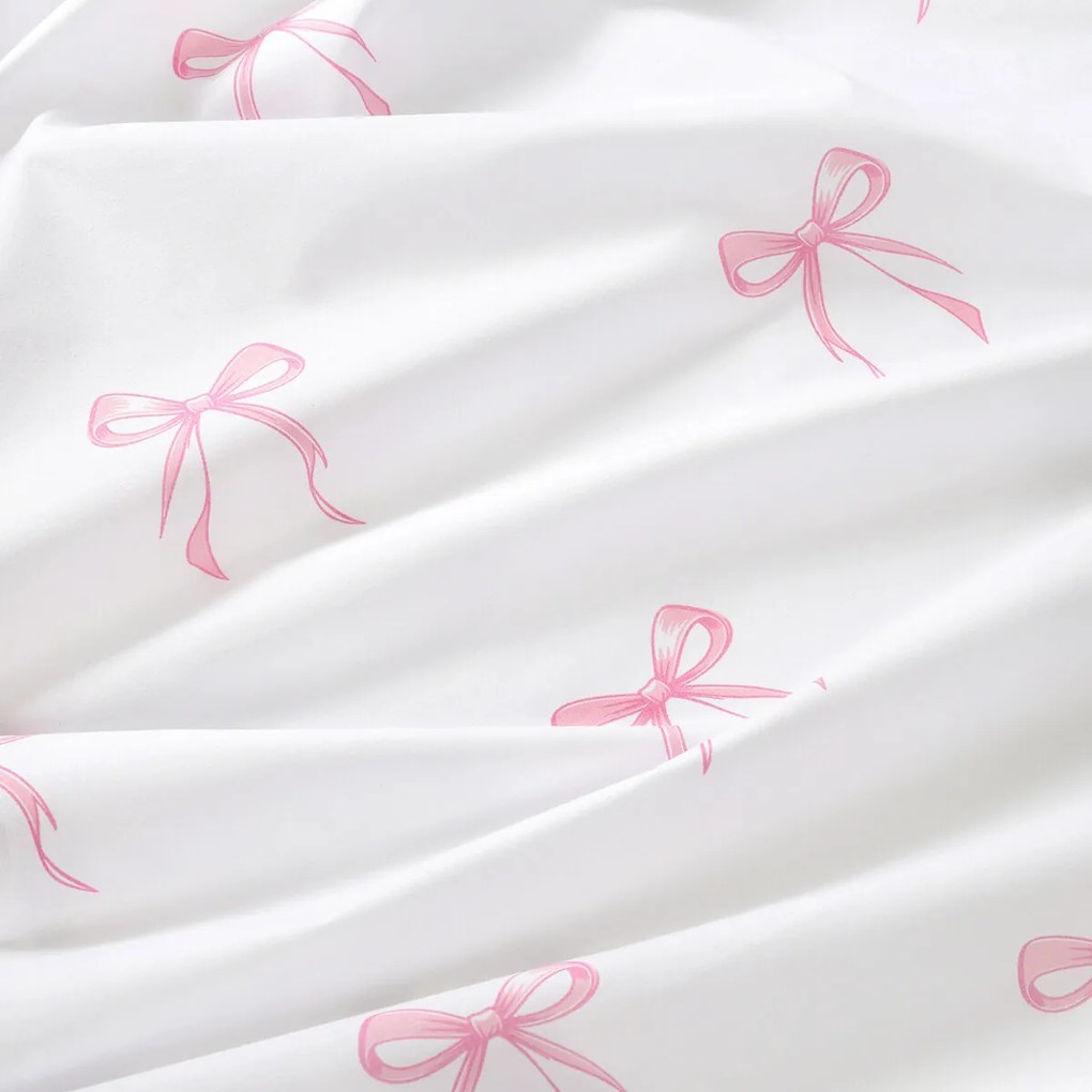 Goldea bavlnená napínacia plachta - ružové mašličky 140 x 200 cm