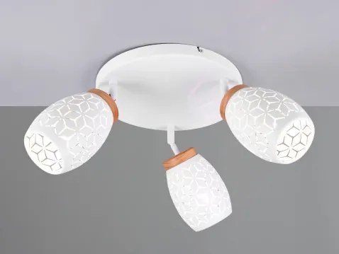 Stropné osvetlenie Bidar, biely kov/drevo, 3 svietidlá%