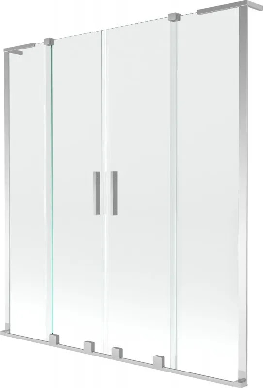 Mexen Velar L Duo vaňová zástena 2-krídlová posuvná 160 x 150 cm, transparentná, chróm - 896-160-003-02-01