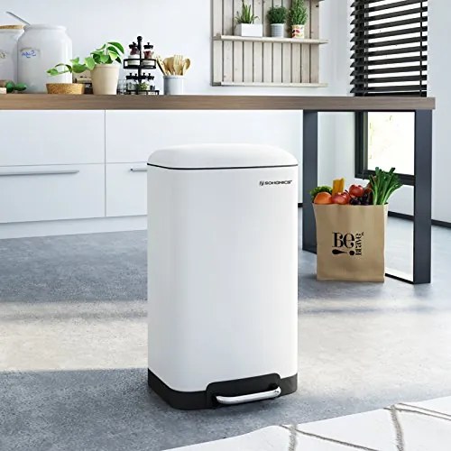 SongmicsHome Odpadkový kôš s pomalým zatváraním SLOW, 30l, biela