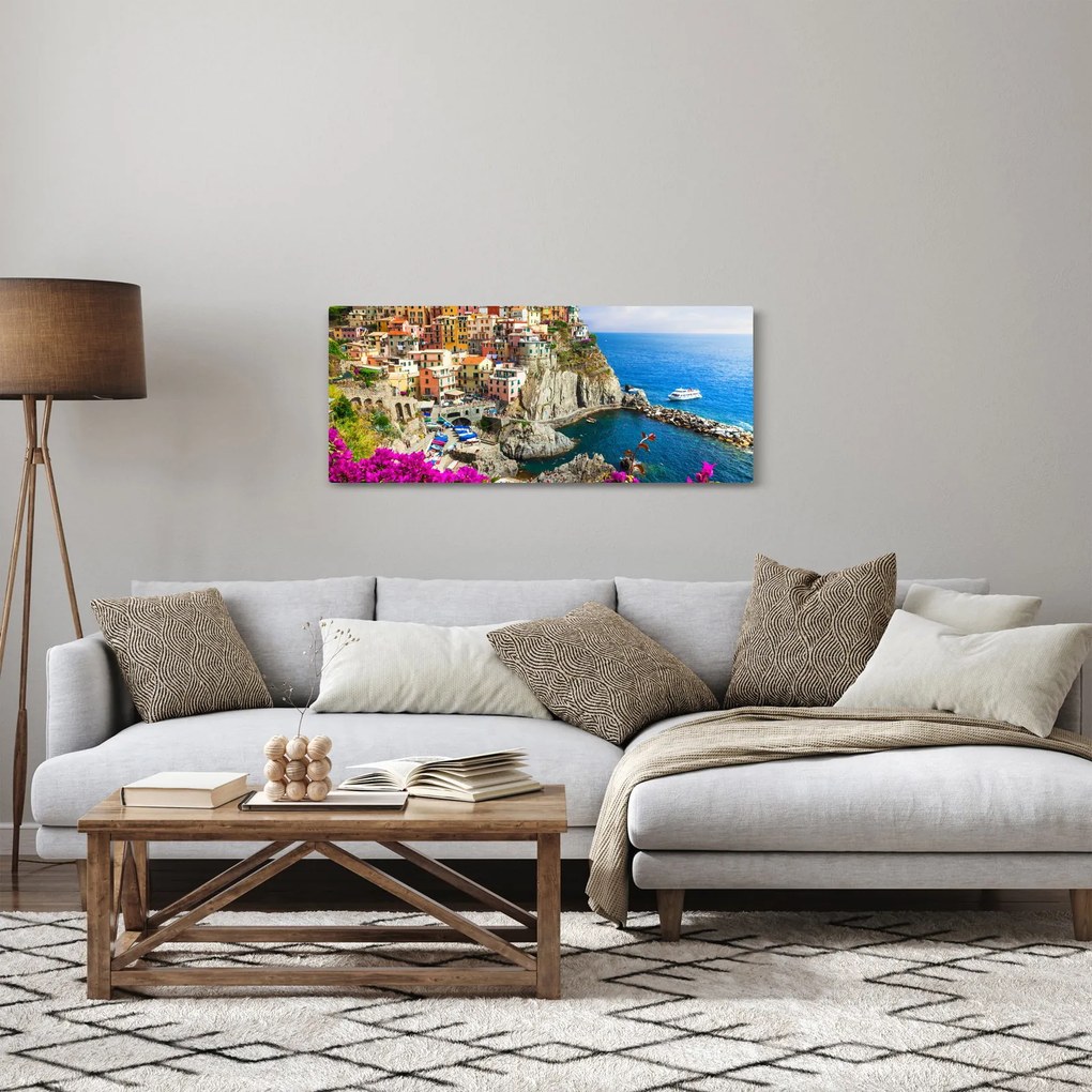 Obraz - Talianska dedinka Manarola (120x50 cm)