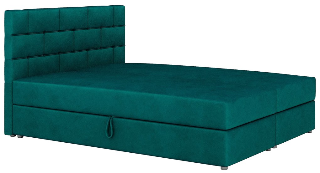 Manželská posteľ Boxspring 140x200 cm Waller (tmavozelená) (s roštom a matracom). Vlastná spoľahlivá doprava až k Vám domov. 1007720