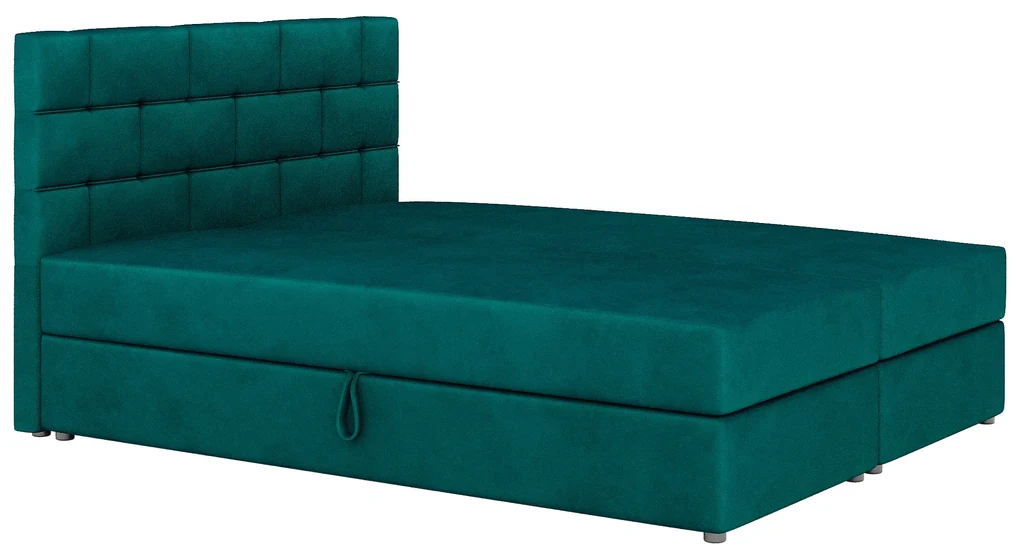 Manželská posteľ Boxspring 160x200 cm Waller (tmavozelená) (s roštom a matracom). Vlastná spoľahlivá doprava až k Vám domov. 1007730