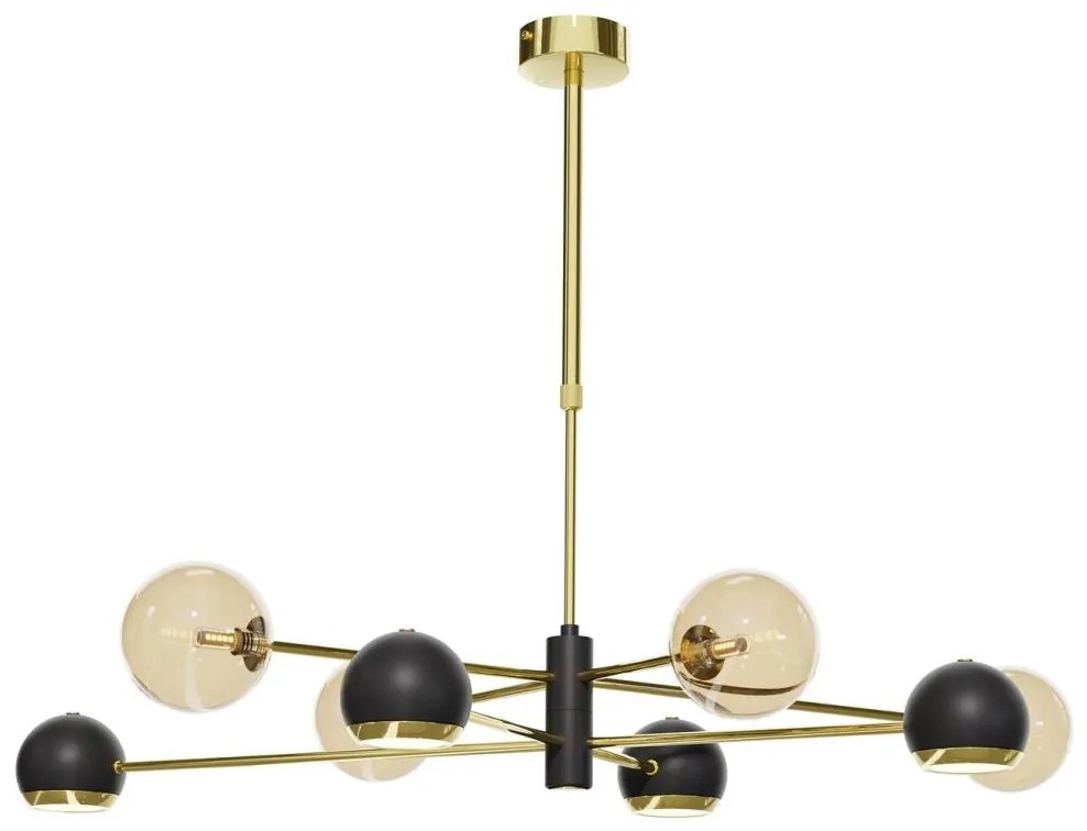 Jupiter 1972 - Luster na tyči MOKA 4xGU10/10W/230V + 4xG9/10W/230V zlatá/čierna/béžová