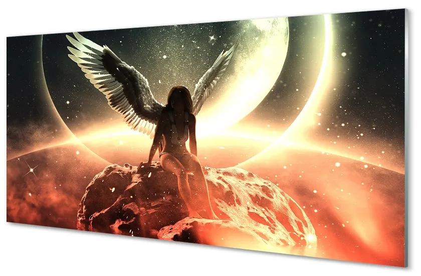 Sklenený obraz Ženského krídla meteorit mesiac 100x50 cm