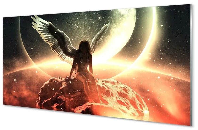 Sklenený obraz Ženského krídla meteorit mesiac 120x60 cm