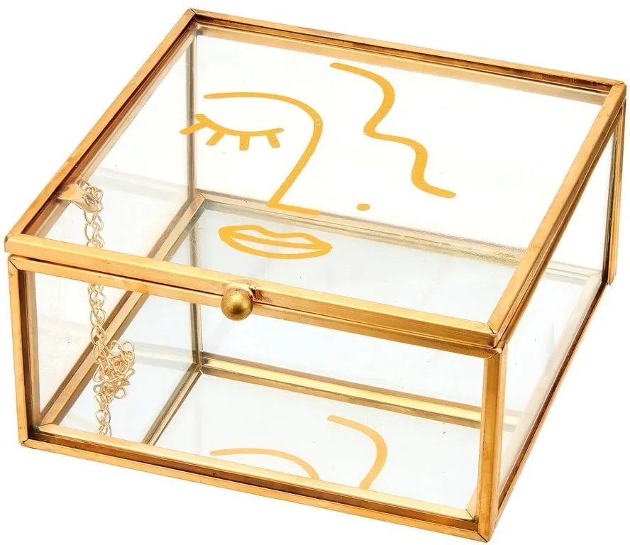Škatuľka na šperky s detailmi v zlatej farbe Sass & Belle Abstract Face