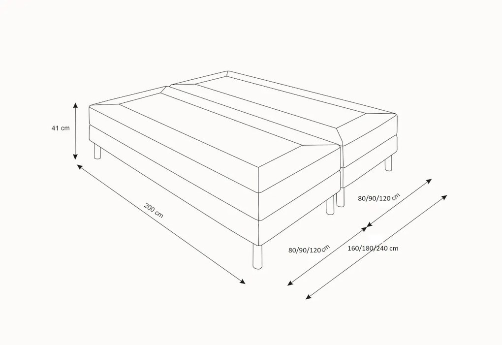 Hotelová posteľ HOT 1, 90x200, cosmic 160