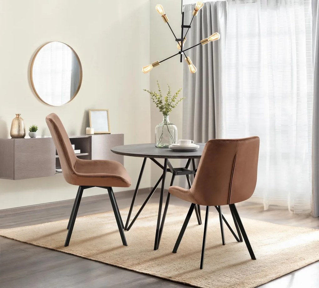 Jedálenská stolička Lewes - zamat - Hnedá