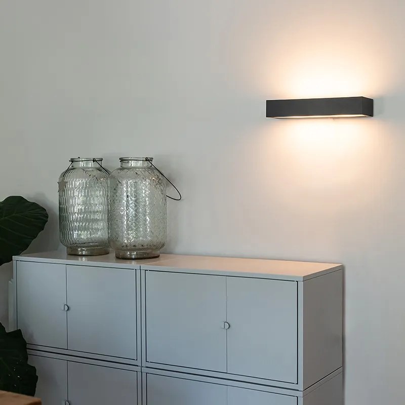 Dizajnová obdĺžniková nástenná lampa čierna 35 cm - Houx