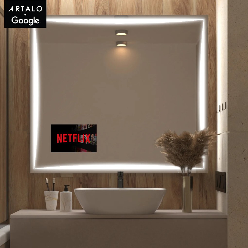 SMART Zrkadlo do kúpeľne s LED osvetlením M5 premium + SmartScreen with Google Chromecast