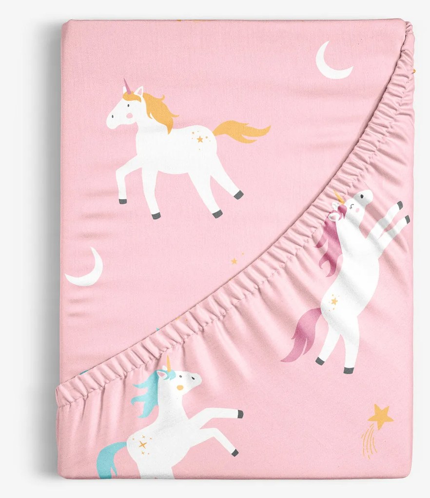 Goldea detská bavlnená napínacia plachta - veselí jednorožci 160 x 200 cm