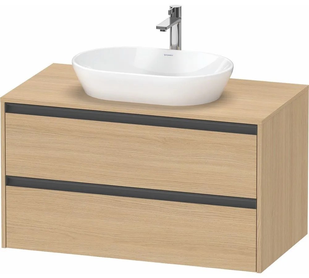 DURAVIT Ketho 2 závesná skrinka pod umývadlo na dosku, 2 zásuvky, 1000 x 550 x 568 mm, dub prírodný, K24896030300000