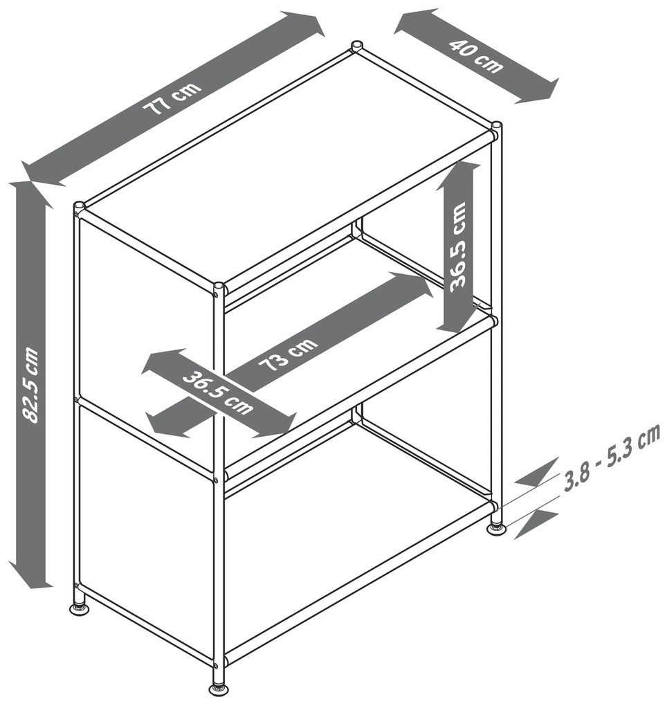 Kovový regál »CN3« s 2 priehradkami