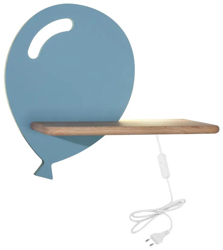 Candellux BALOON Nástenné svietidlo 4W LED 4000K WITH HOLE IQ KIDS WITH CABLE, SWITCH AND PLUG BLUE 21-85115