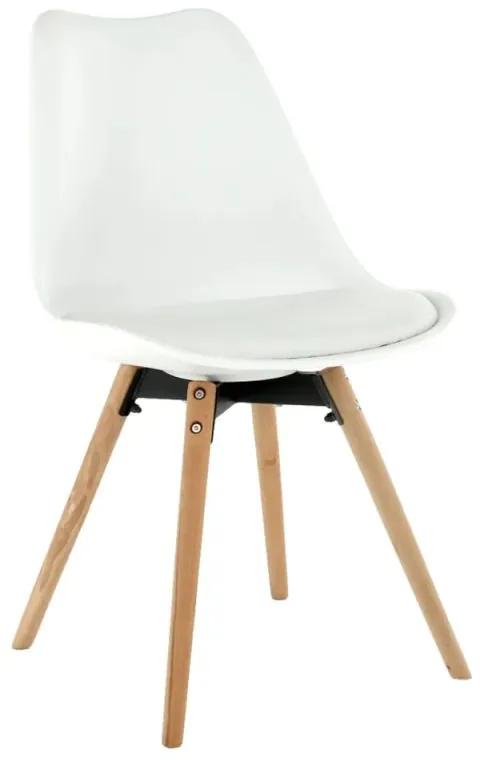 Dizajnová stolička do kuchyne s mäkkým sedadlom biela