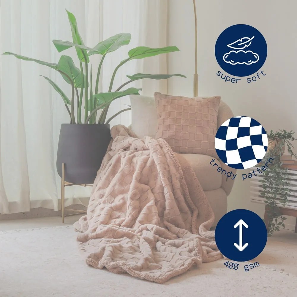 Béžová deka z mikroplyšu 150x200 cm Rava – Tiseco Home Studio