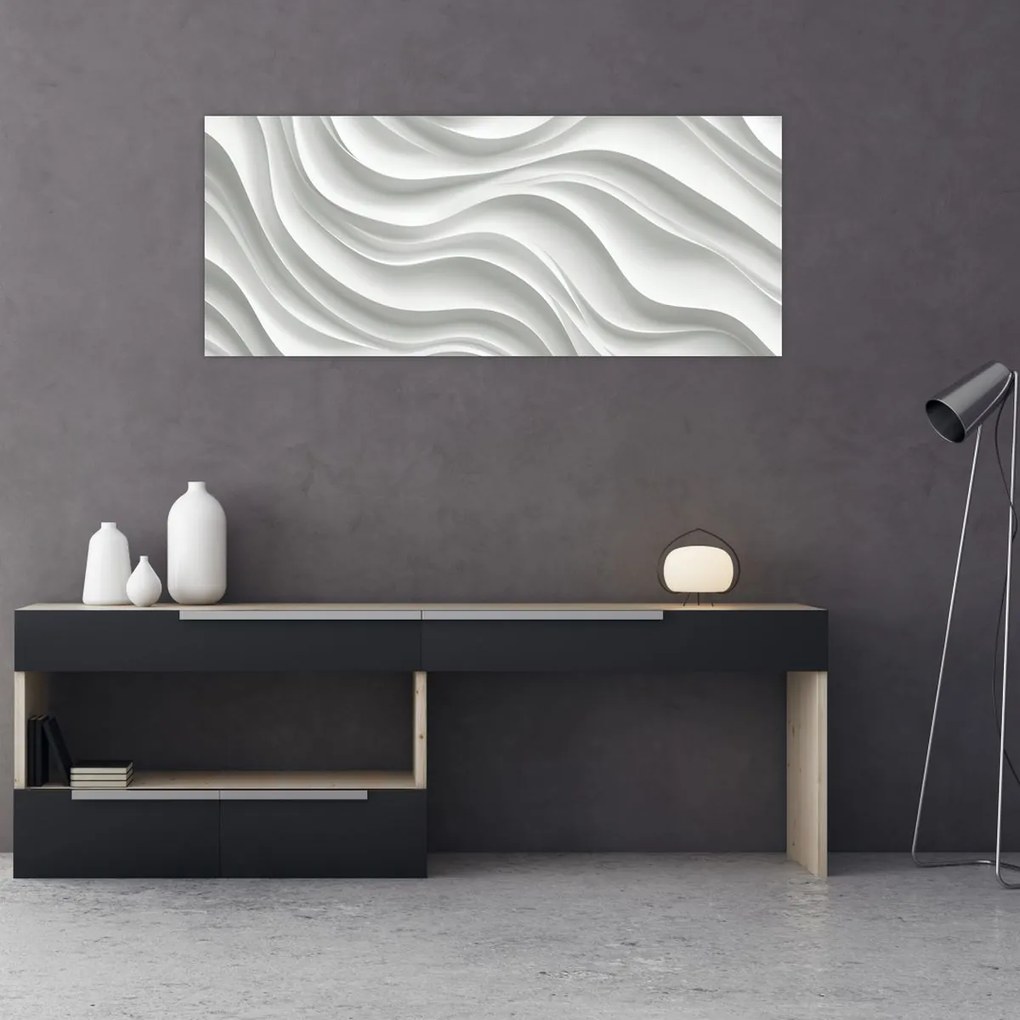 Obraz - 3D biele vlny (120x50 cm)