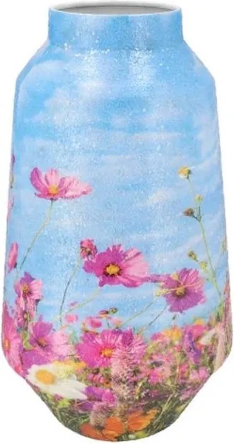 Modrá kovová veľká váza s kvetmi Jullie Jolly blue L - 20*20*39 cm