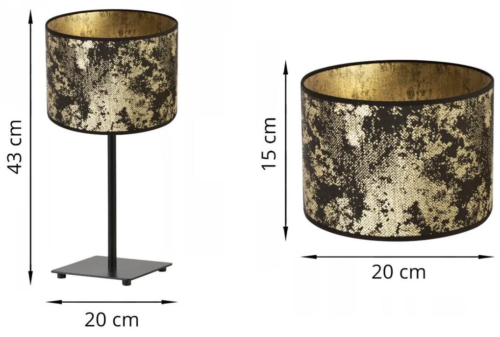 Stolná lampa Werona 2, 1x čierne/zlaté textilné tienidlo, (výber zo 4 farieb konštrukcie), g