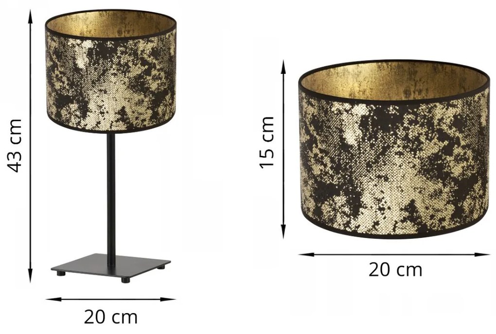 Stolová lampa WERONA 2, 1x čierne/zlaté textilné tienidlo, (výber zo 4 farieb konštrukcie), G
