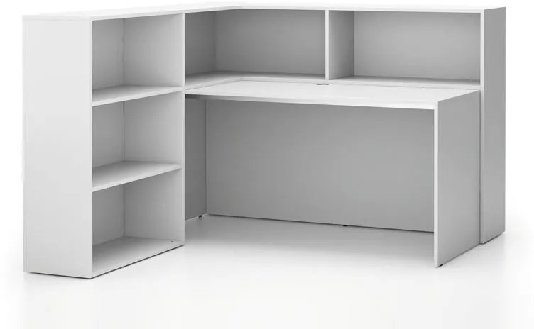 Rohová kancelárska zostava SEGMENT, ľavá, biela/biela