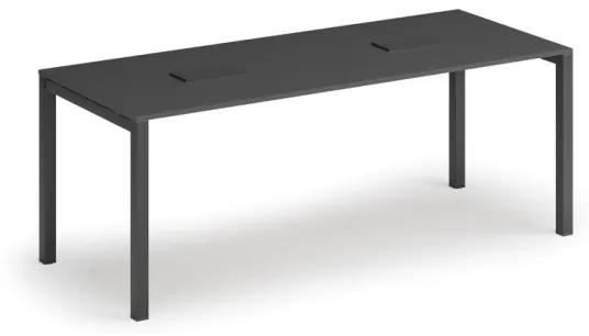 Stôl SQUARE 2000 x 800 x 750, grafit + 2x stolná zásuvka TYP III, čierna