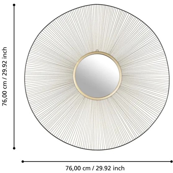 Eglo 425033 - Nástenné zrkadlo ESASHI pr. 76 cm zlatá/čierna