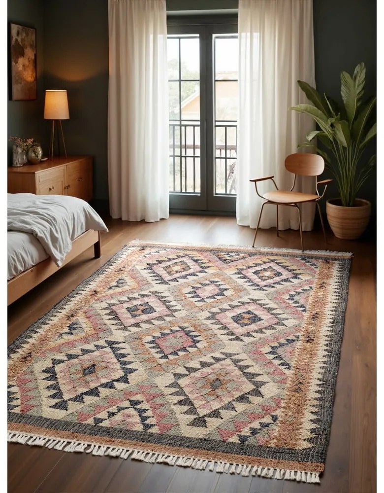 Sivý ručne tkaný jutový koberec 120x170 cm Roya Parsa – Elle Decoration