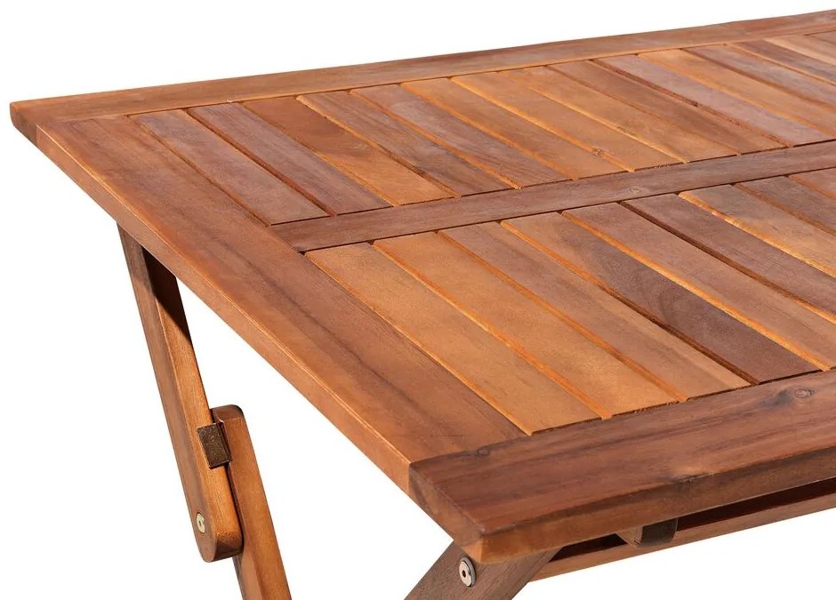 Záhradný stôl z akáciového dreva 140 x 75 cm tmavé drevo CENTO Beliani
