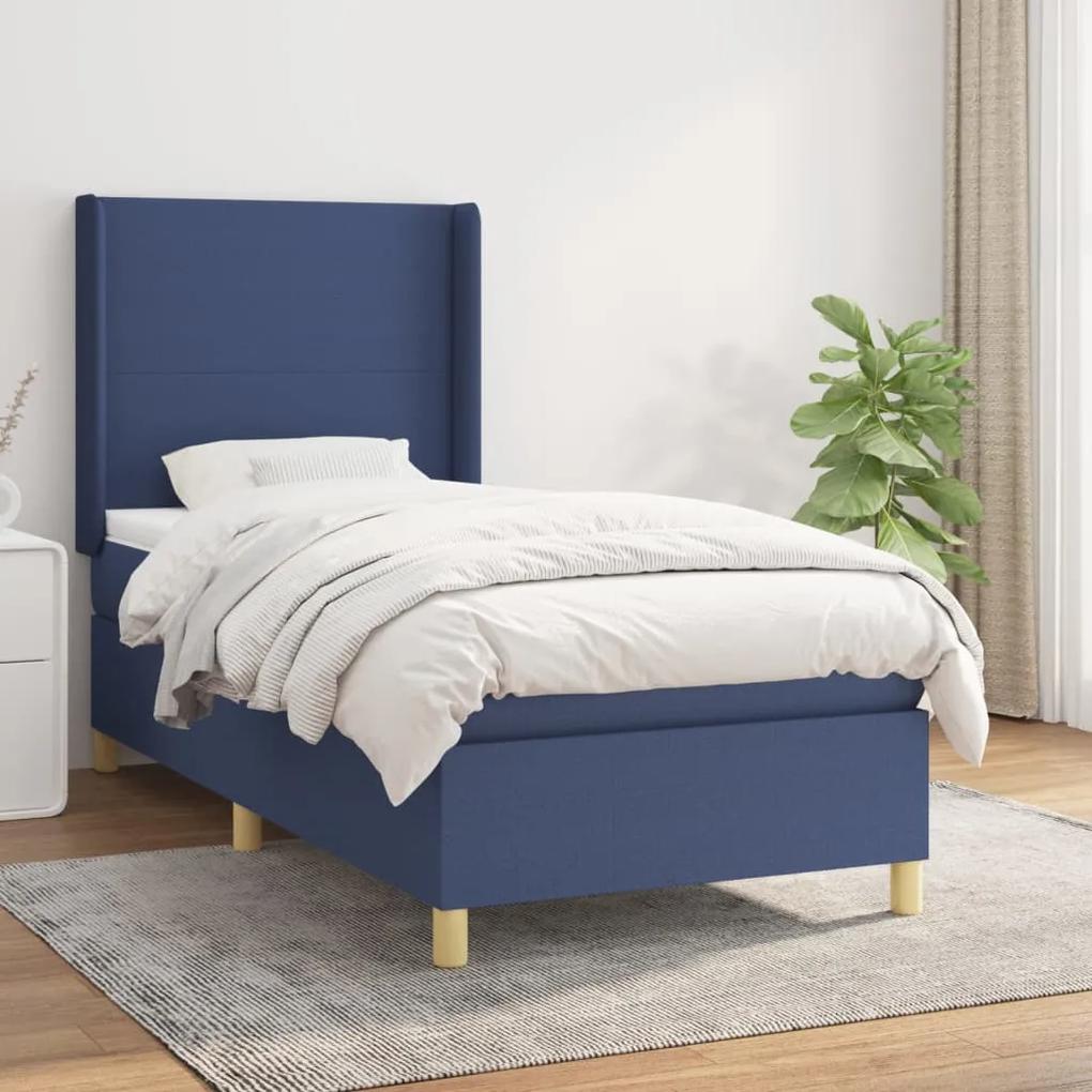 Boxspring posteľ s matracom modrá 100x200 cm látka 3131815