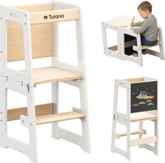 Učiaca veža 3v1 Mooby 35 naturálna / biela