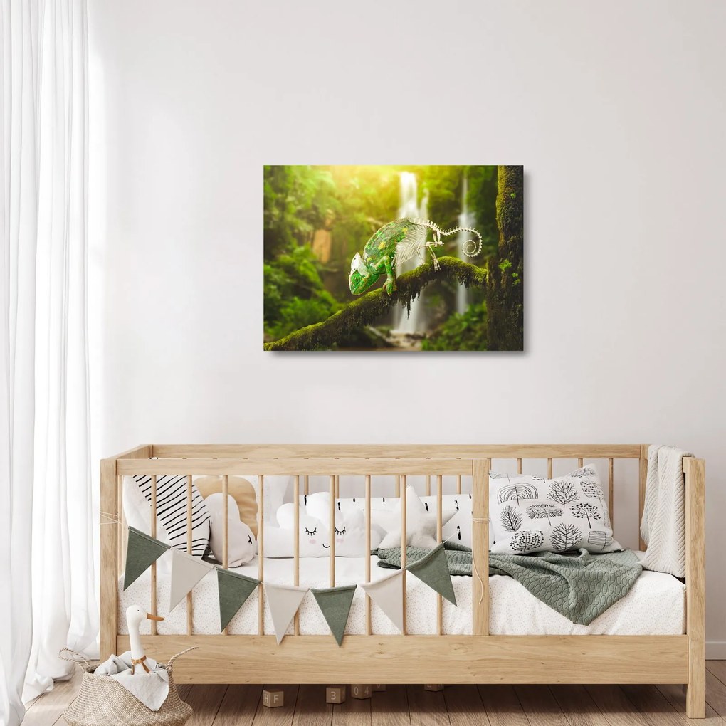 Sklenený obraz chameleóna (70x50 cm)