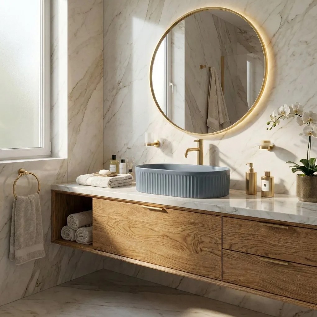 Rea Vanda Blueberry, umývadlo na dosku 490x310x130 mm, modrá matná, REA-U3535