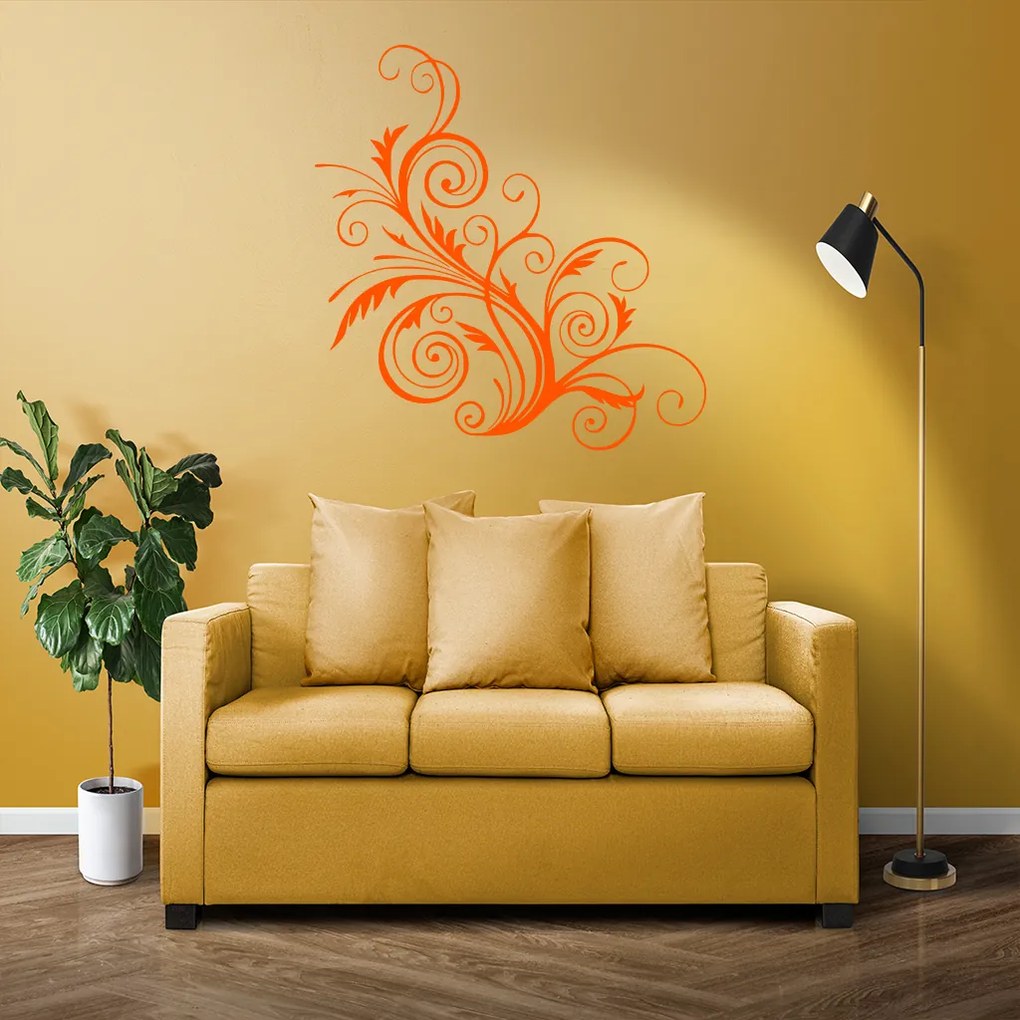 Veselá Stena Samolepka Ornament kvetina Farba: zelená, Veľkosť: 80 x 84 cm