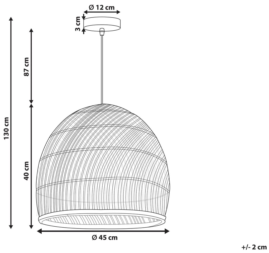 Ratanová závesná lampa prírodná/čierna BUMI Beliani