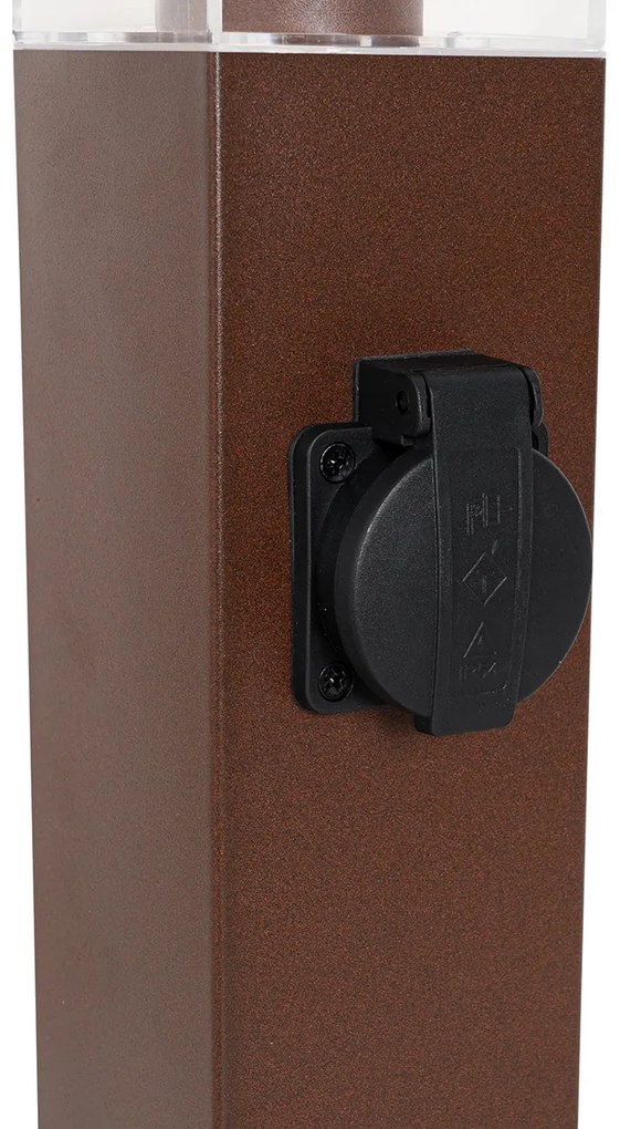 Vonkajšia lampa hrdzavohnedá 80 cm so zásuvkou IP44 - Malios