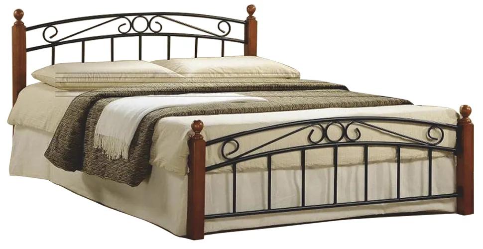 Kondela Manželská posteľ, čerešňa/čierny kov, 160x200, DOLORES